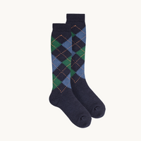 CALCETÍN ALTO ROMBOS - MARINO