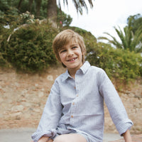 CAMISA LINO RAYAS KAKI