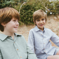 CAMISA LINO RAYAS KAKI