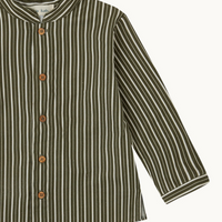 CAMISA RAYAS VERDE KAKI