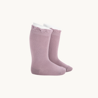 CALCETÍN ALTO PUNTILLA - MADREPERLA