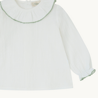 BLUSA CUELLO VOLANTE BLANCO ROTO