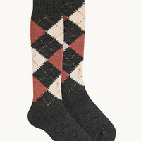 CALCETÍN ALTO ROMBOS - ANTRACITA