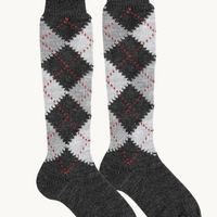 CALCETÍN ALTO ROMBOS - GRIS