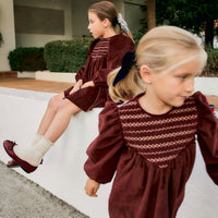 VESTIDO VITTORIA TERCIOPELO BORGOÑA