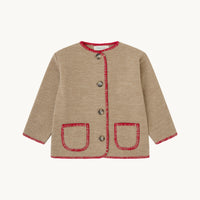 CHAQUETA LANA BEIGE Y ROJO