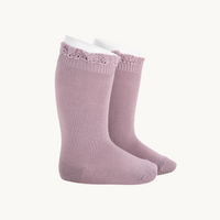 CALCETÍN ALTO PUNTILLA - MADREPERLA