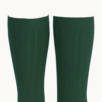 Calcetín alto básico canalé- verde botella