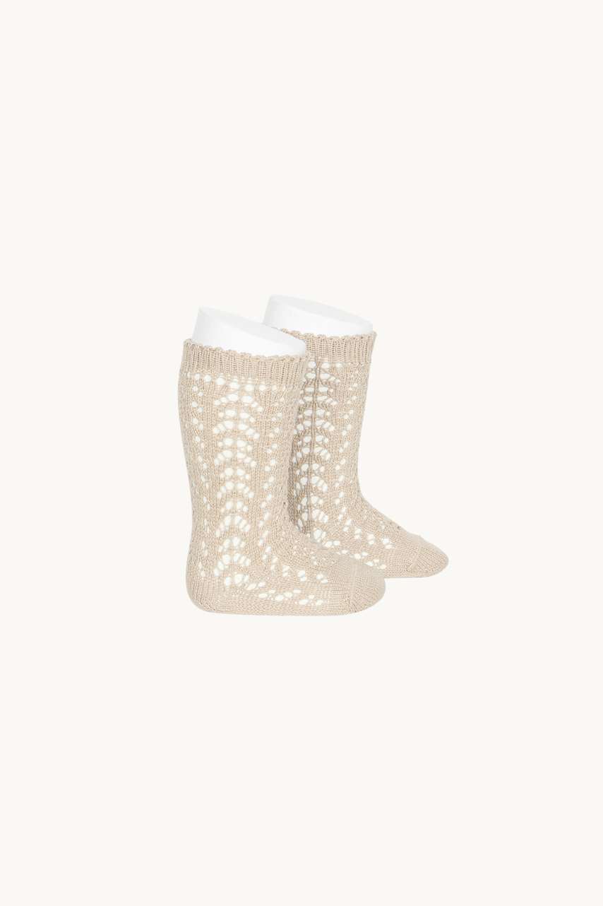 CALCETÍN ALTO CALADO - LINO