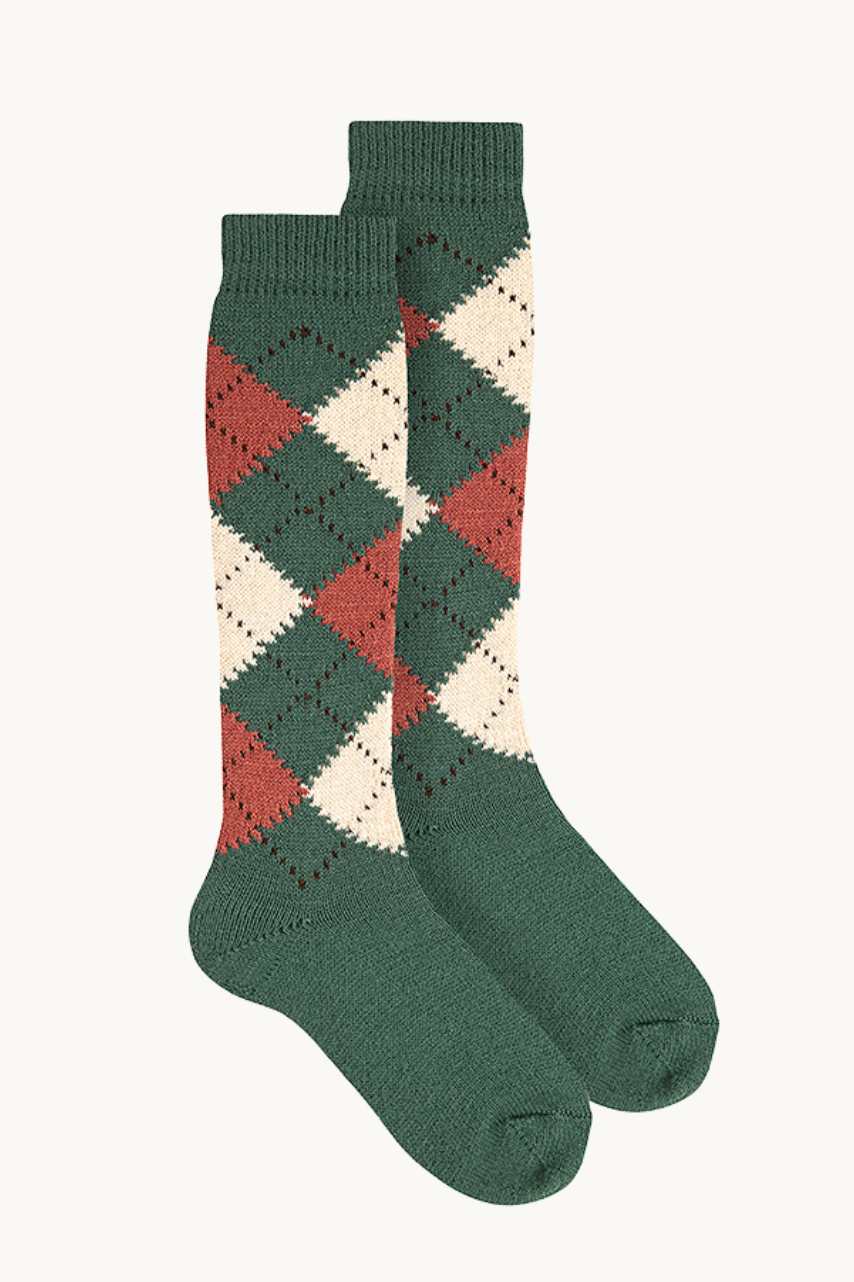 CALCETÍN ALTO ROMBOS - PINO