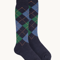 CALCETÍN ALTO ROMBOS - MARINO