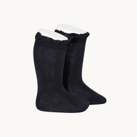 CALCETÍN ALTO PUNTILLA - MARINO