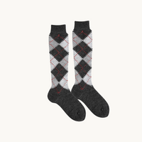 CALCETÍN ALTO ROMBOS - GRIS