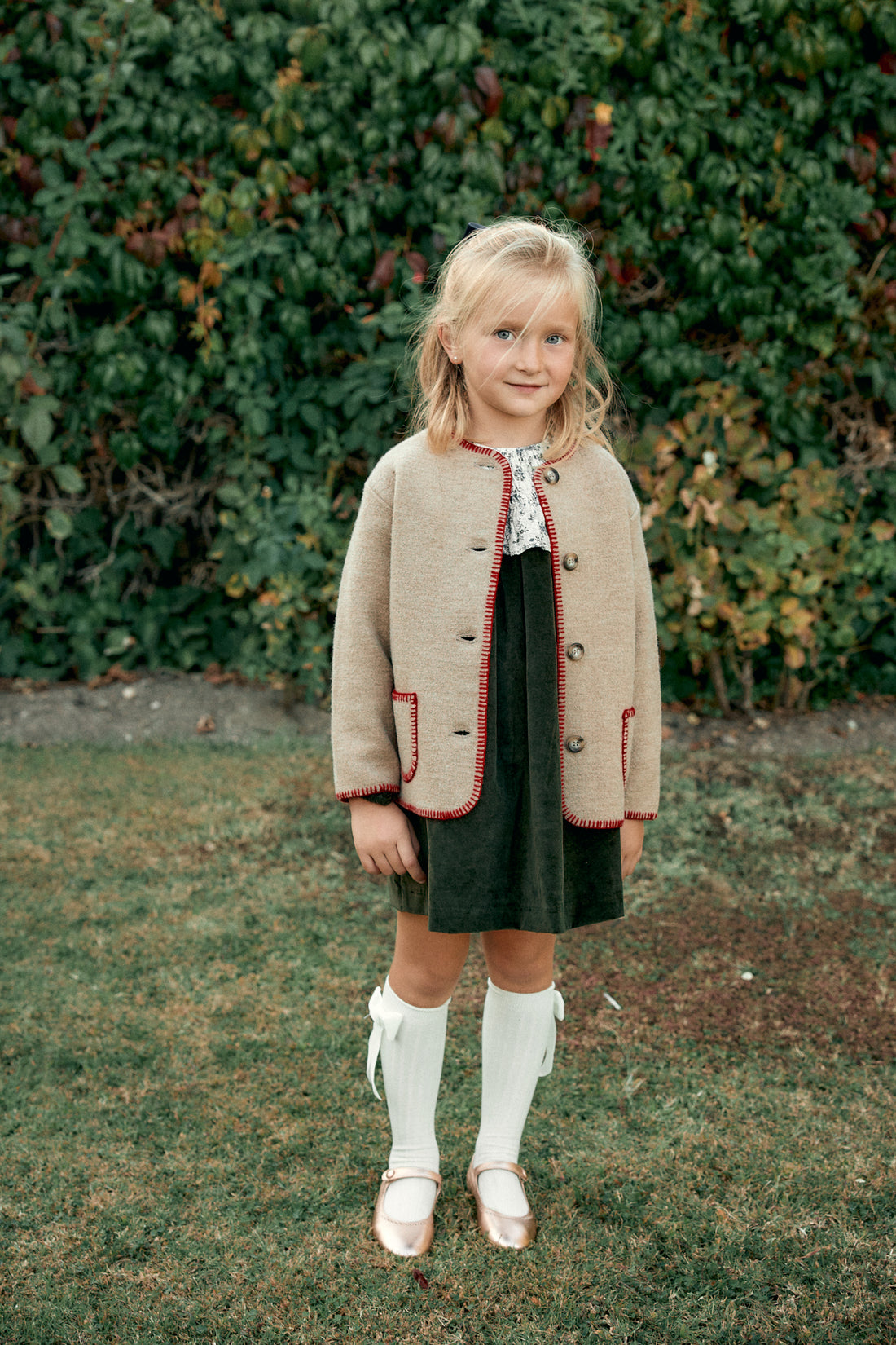 CHAQUETA LANA BEIGE Y ROJO