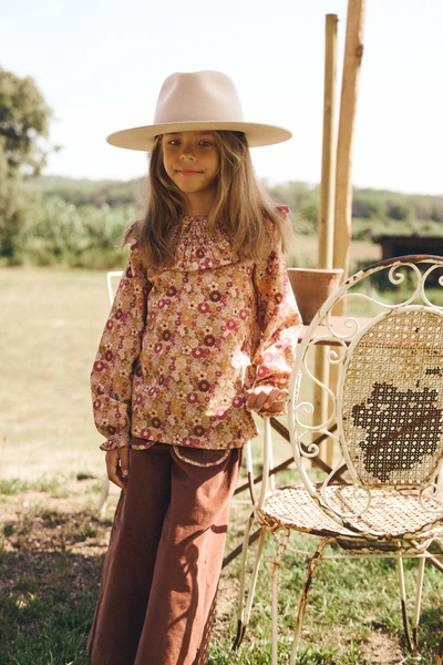 BLUSA OLIVA FLOR CARAMELO