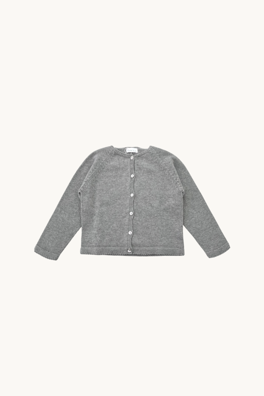 CHAQUETA BEBÉ DE PUNTO GRIS JASPEADO