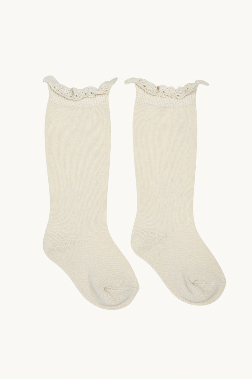 CALCETÍN ALTO PUNTILLA - LINO