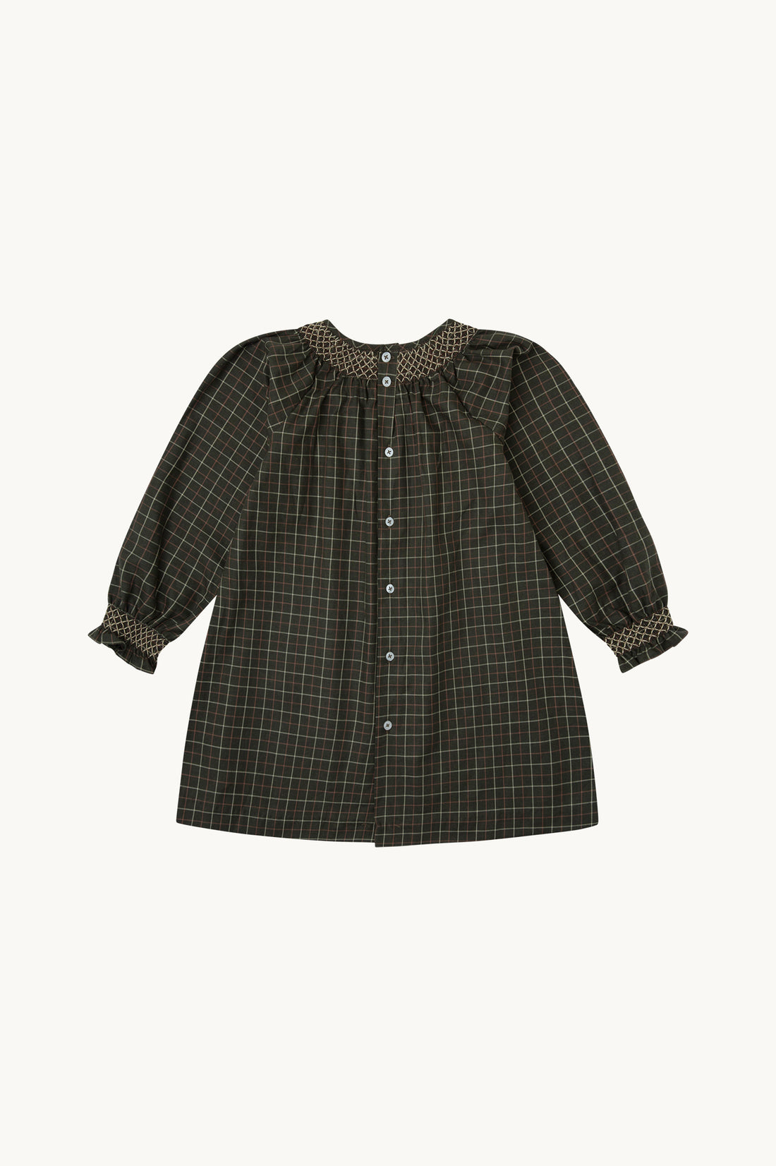 VESTIDO SMOCK VICHY VERDE CAZA