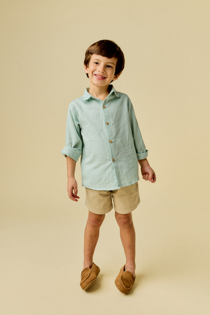 CAMISA MAX LINO VERDE AGUA