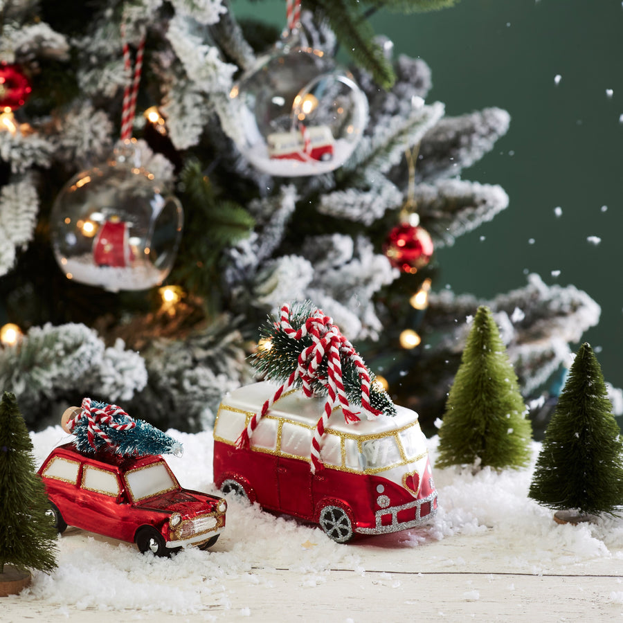 Coming home for Xmas red car shaped bauble